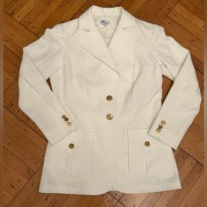 VTG 70s Like New White Blazer with Gold Buttons